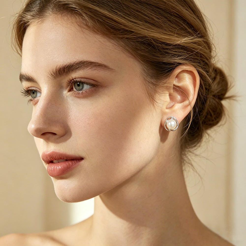 Pearl stud earrings