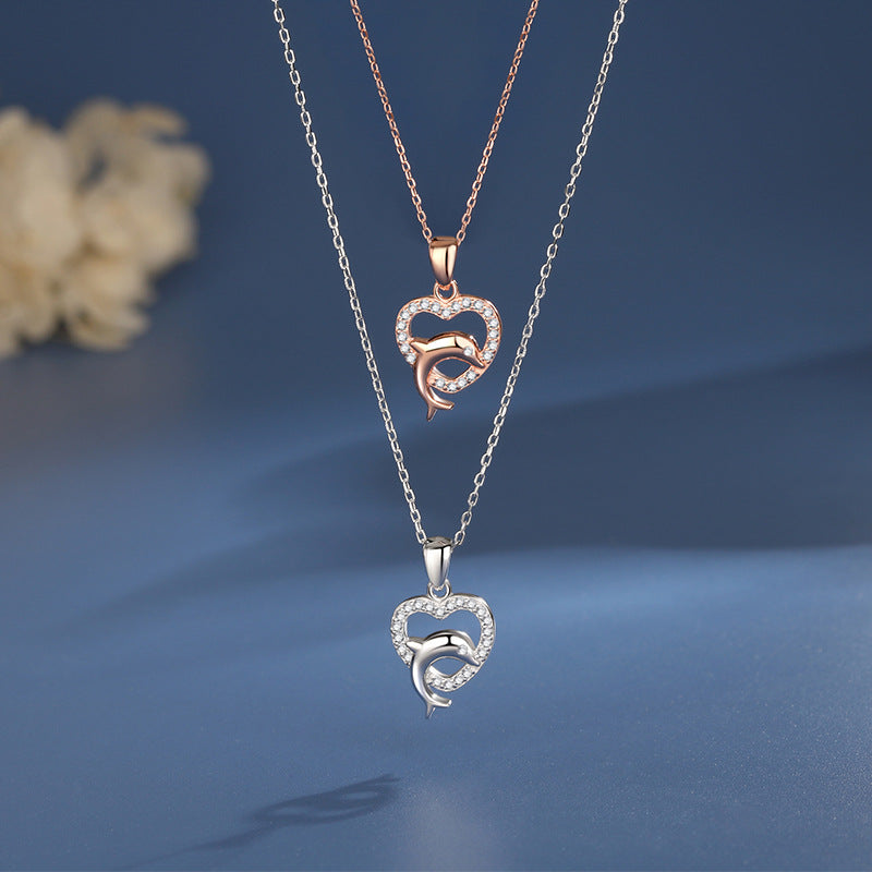 925 Sterling Silver Heart-Shaped Necklace with Zirconia
