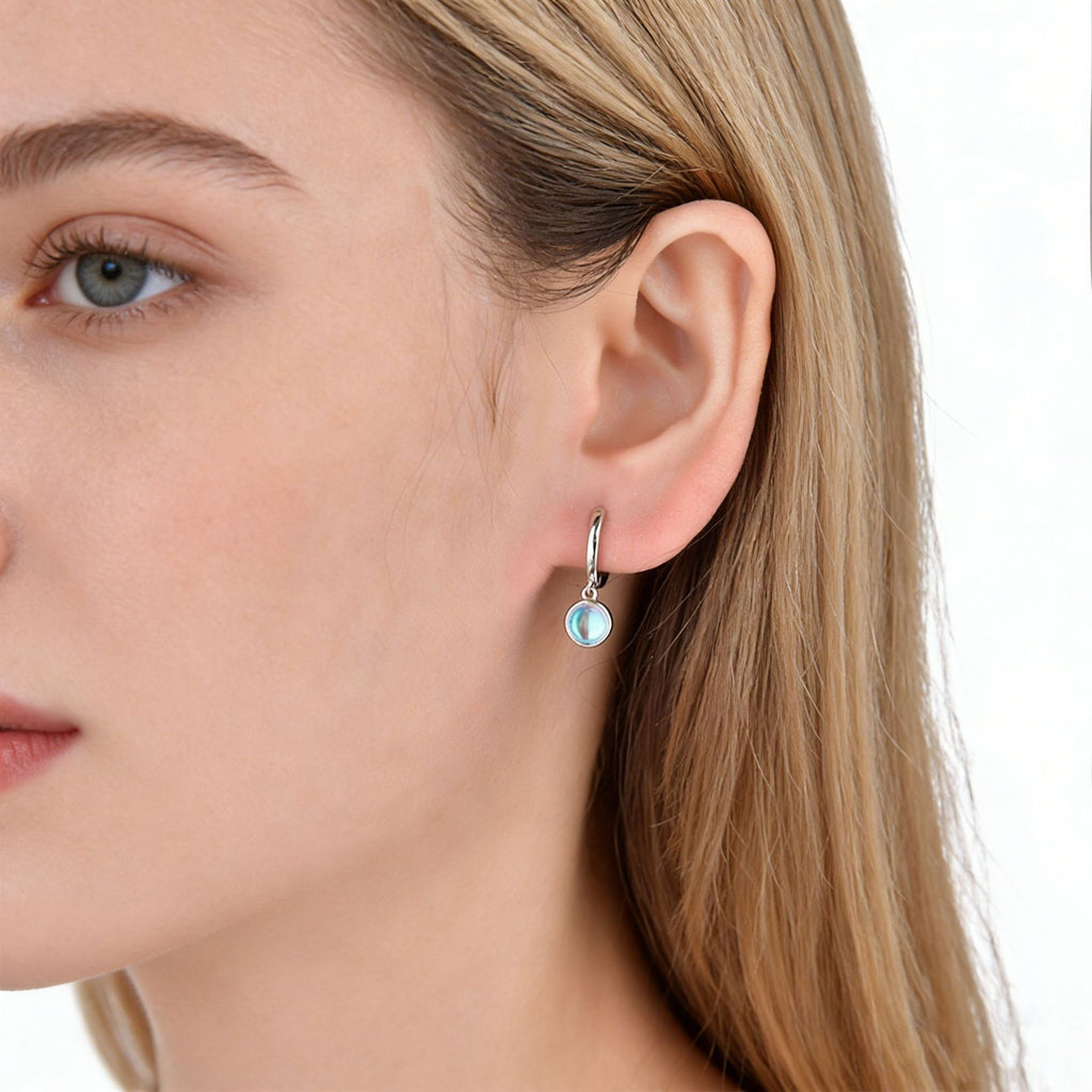 Round Moonstone Earrings