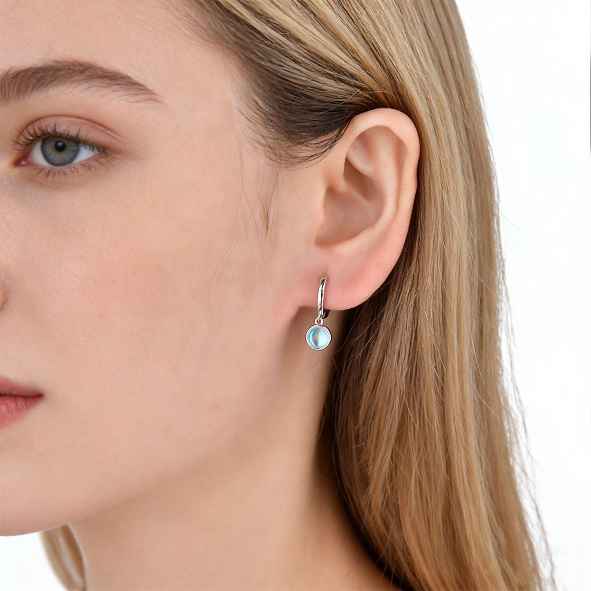 Round Moonstone Earrings