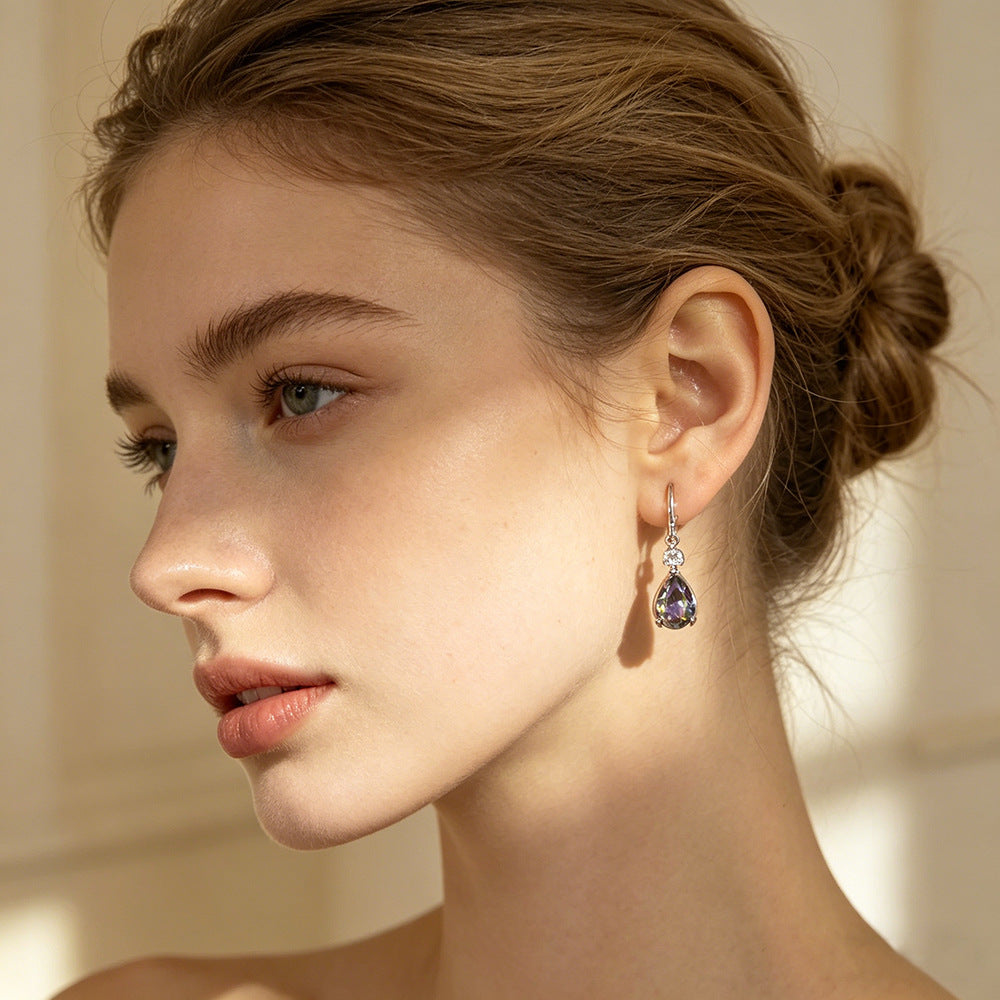 Silver-Toned Zircon Earrings