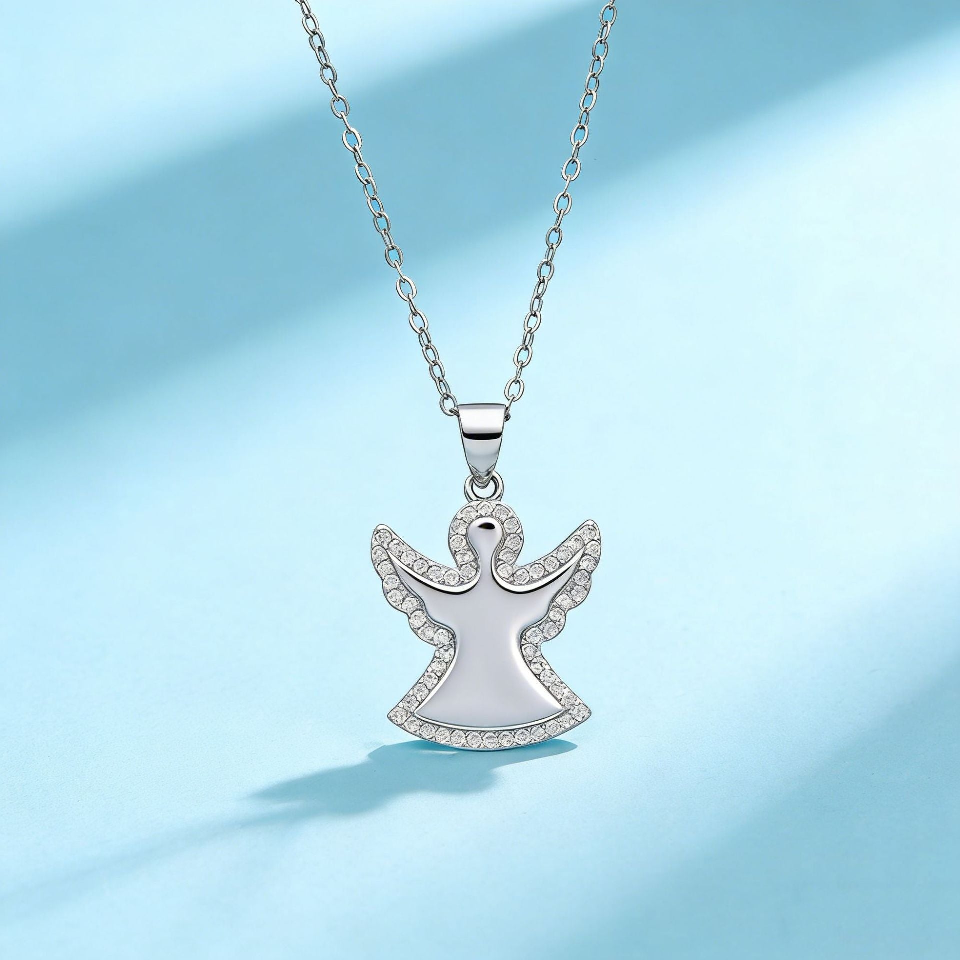 925 Sterling Silver Angel Pendant Necklace