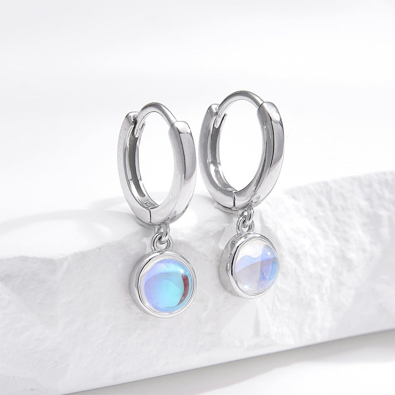 Round Moonstone Earrings