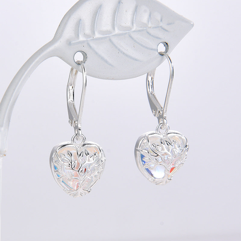 Heart-shaped Moonstone Earrings