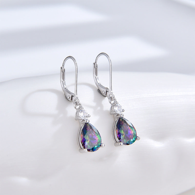 Silver-Toned Zircon Earrings