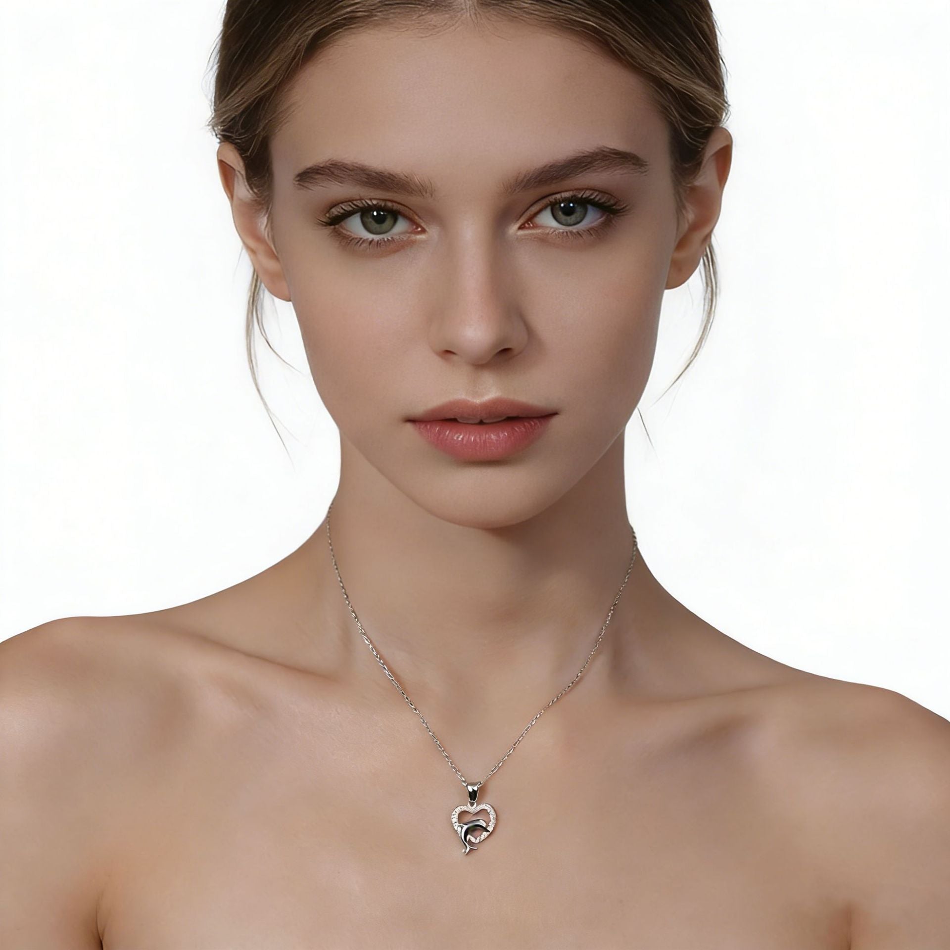 925 Sterling Silver Heart-Shaped Necklace with Zirconia