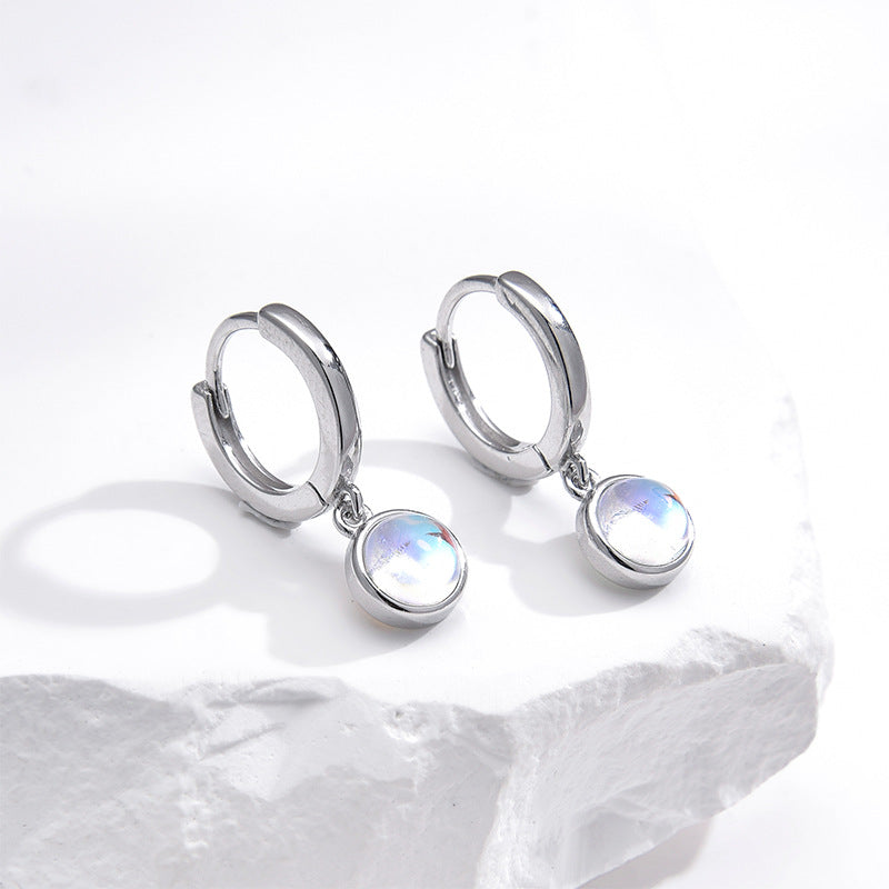 Round Moonstone Earrings