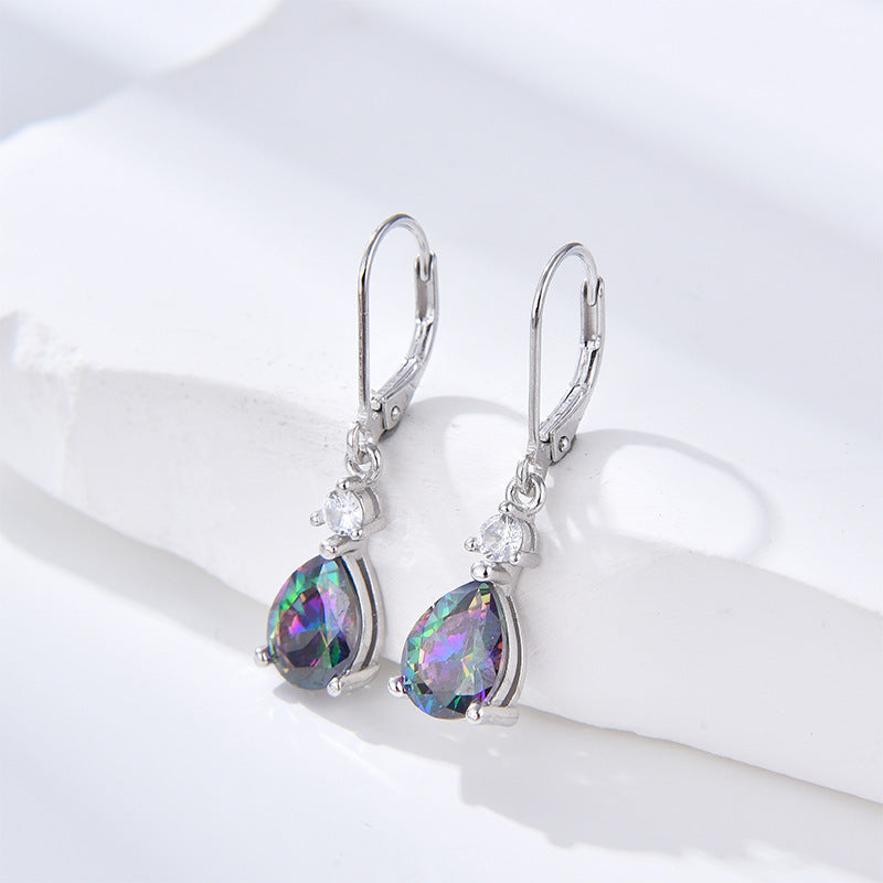 Silver-Toned Zircon Earrings
