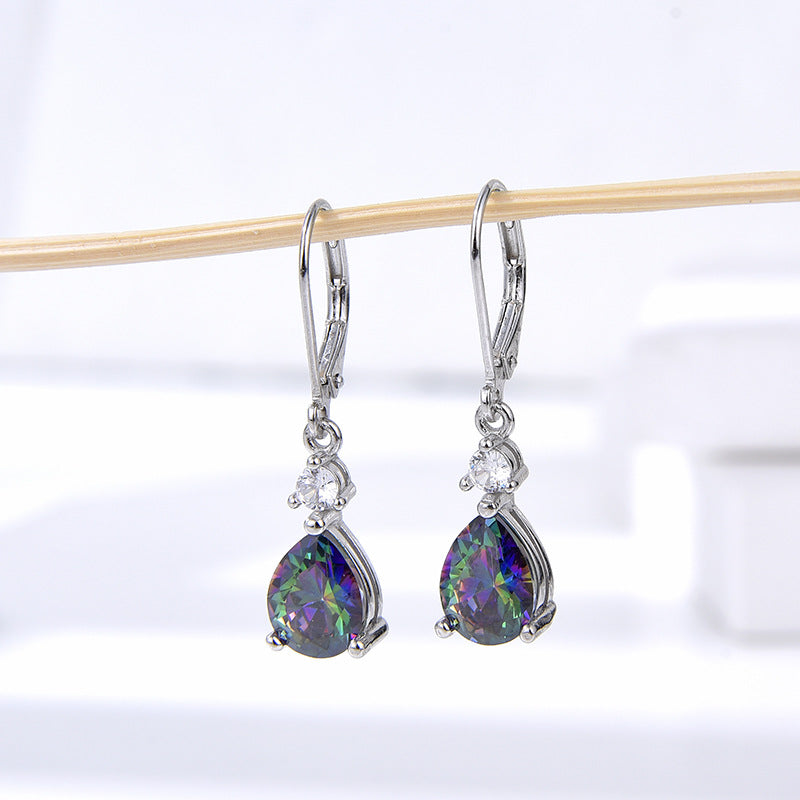 Silver-Toned Zircon Earrings