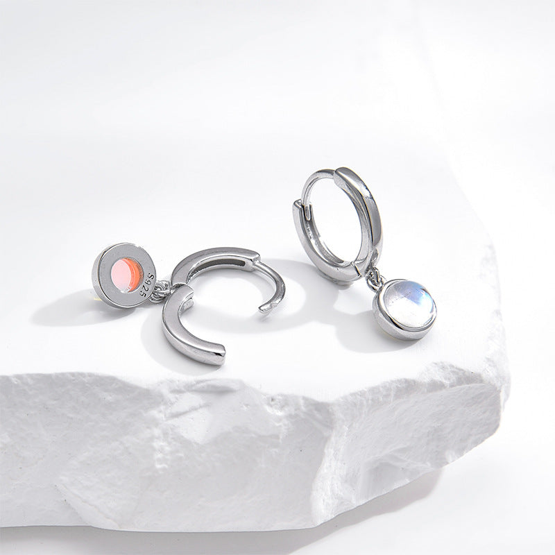 Round Moonstone Earrings