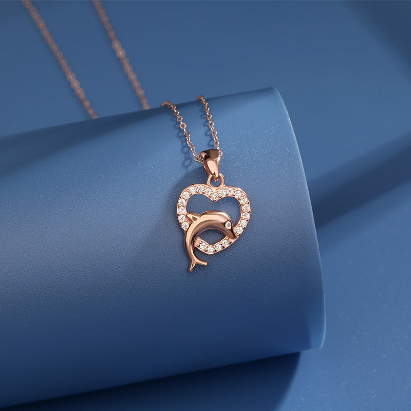 925 Sterling Silver Heart-Shaped Necklace with Zirconia