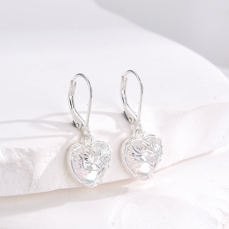 Heart-shaped Moonstone Earrings