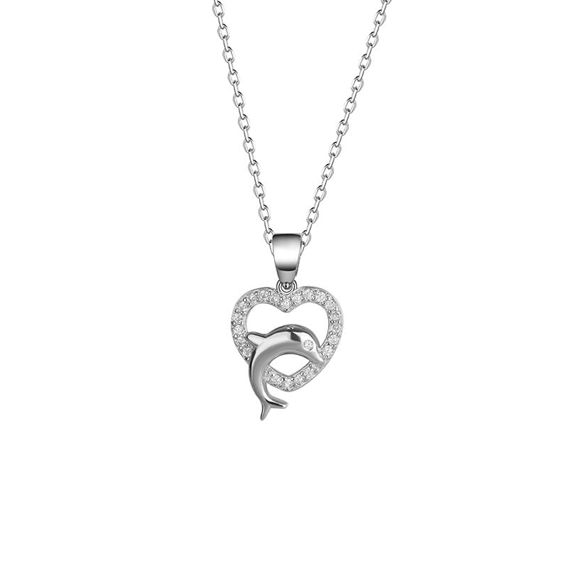925 Sterling Silver Heart-Shaped Necklace with Zirconia