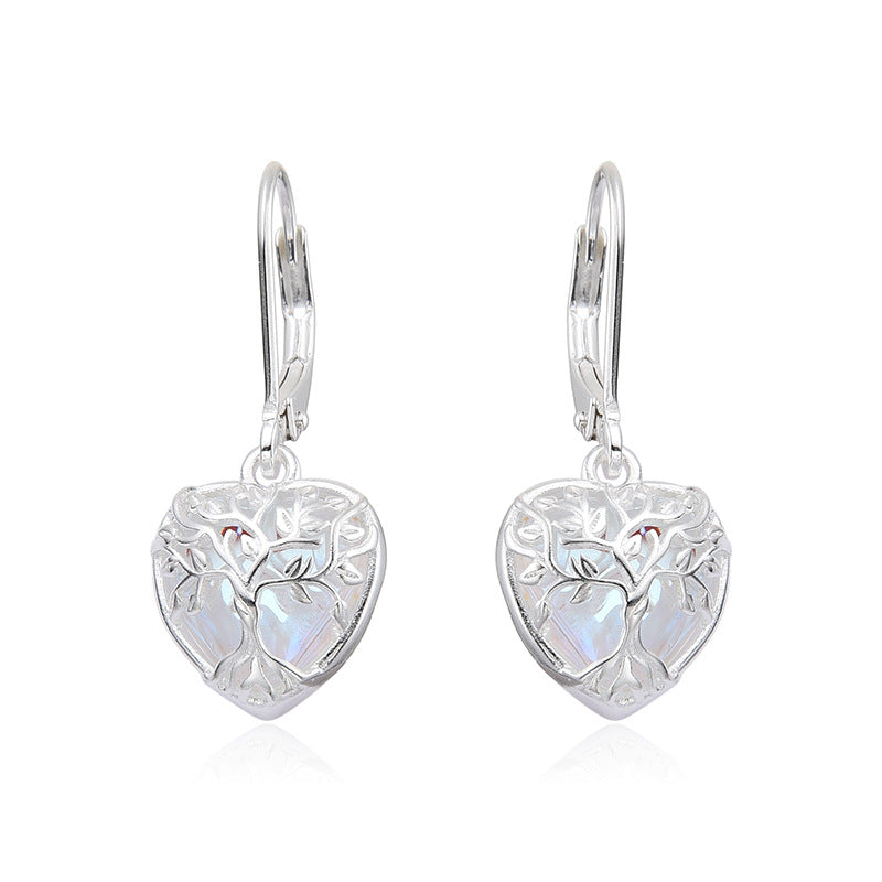 Heart-shaped Moonstone Earrings