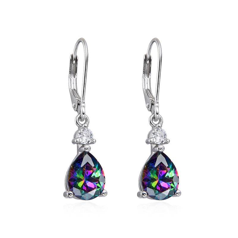 Silver-Toned Zircon Earrings
