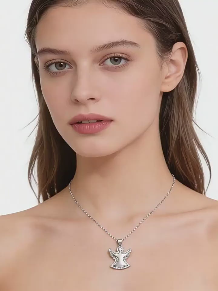 925 Sterling Silver Angel Pendant Necklace