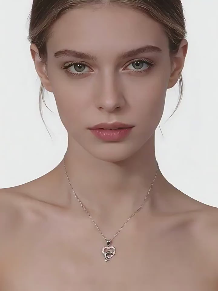 925 Sterling Silver Heart-Shaped Necklace with Zirconia