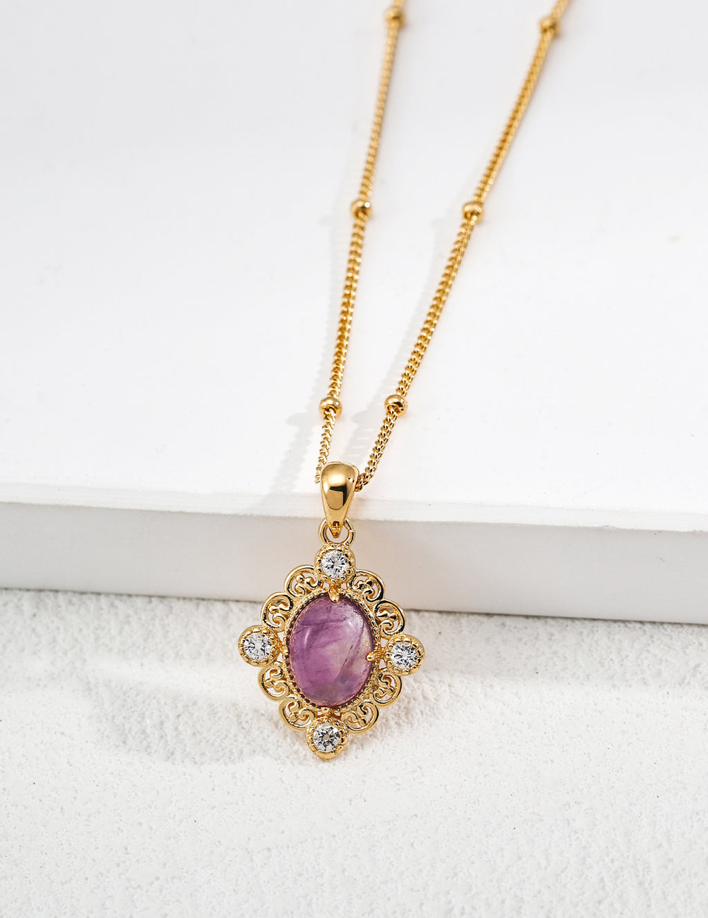 925 Sterling Silver Imperial-Style Amethyst Necklace