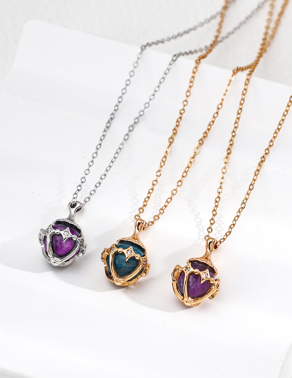 Sterling Silver Amethyst Lucky Star Necklace