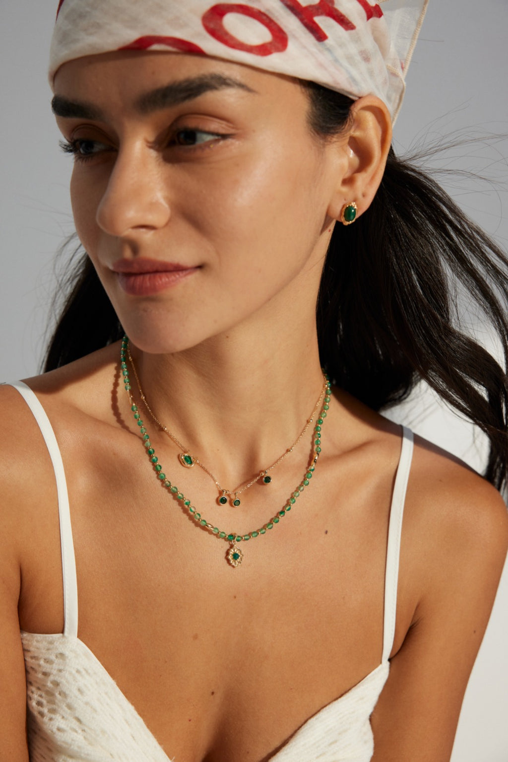 Sterling Silver Green Agate Necklace