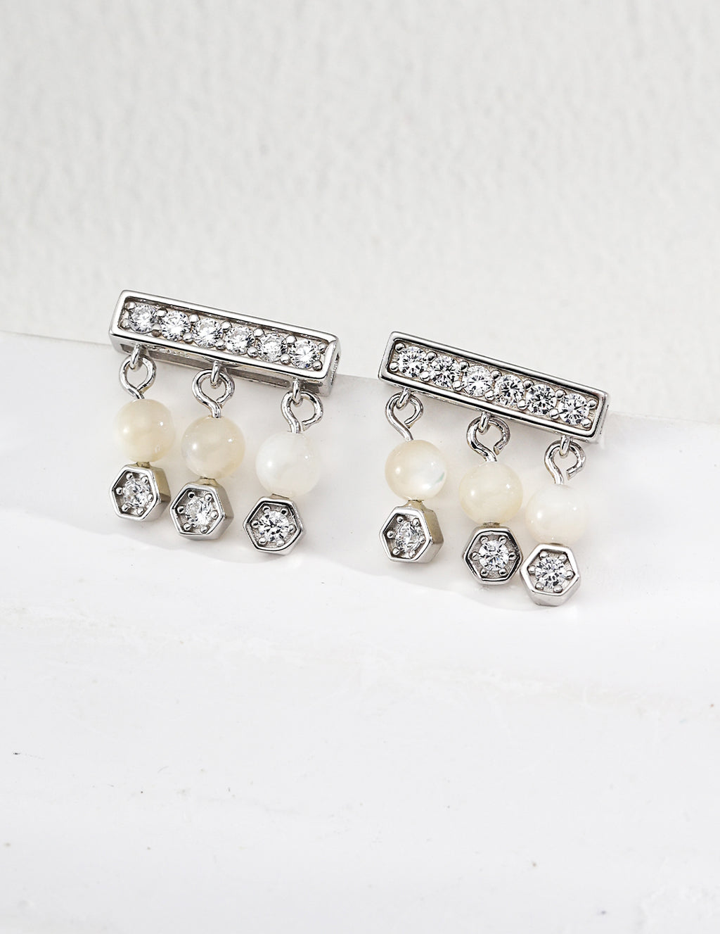 Mother-of-Pearl Zircon Earrings