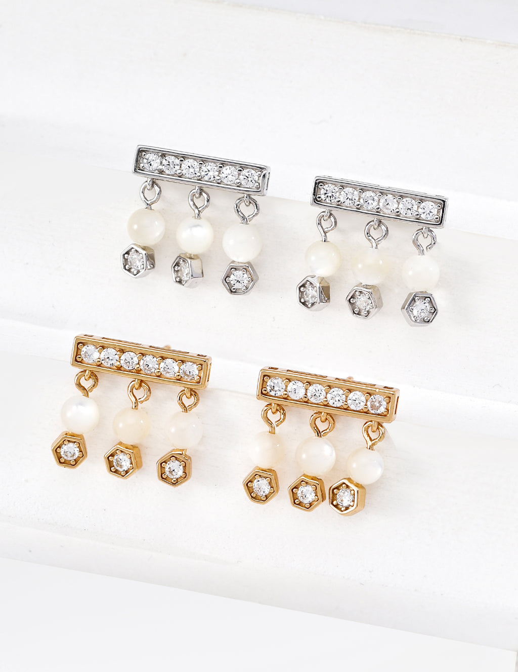 Mother-of-Pearl Zircon Earrings