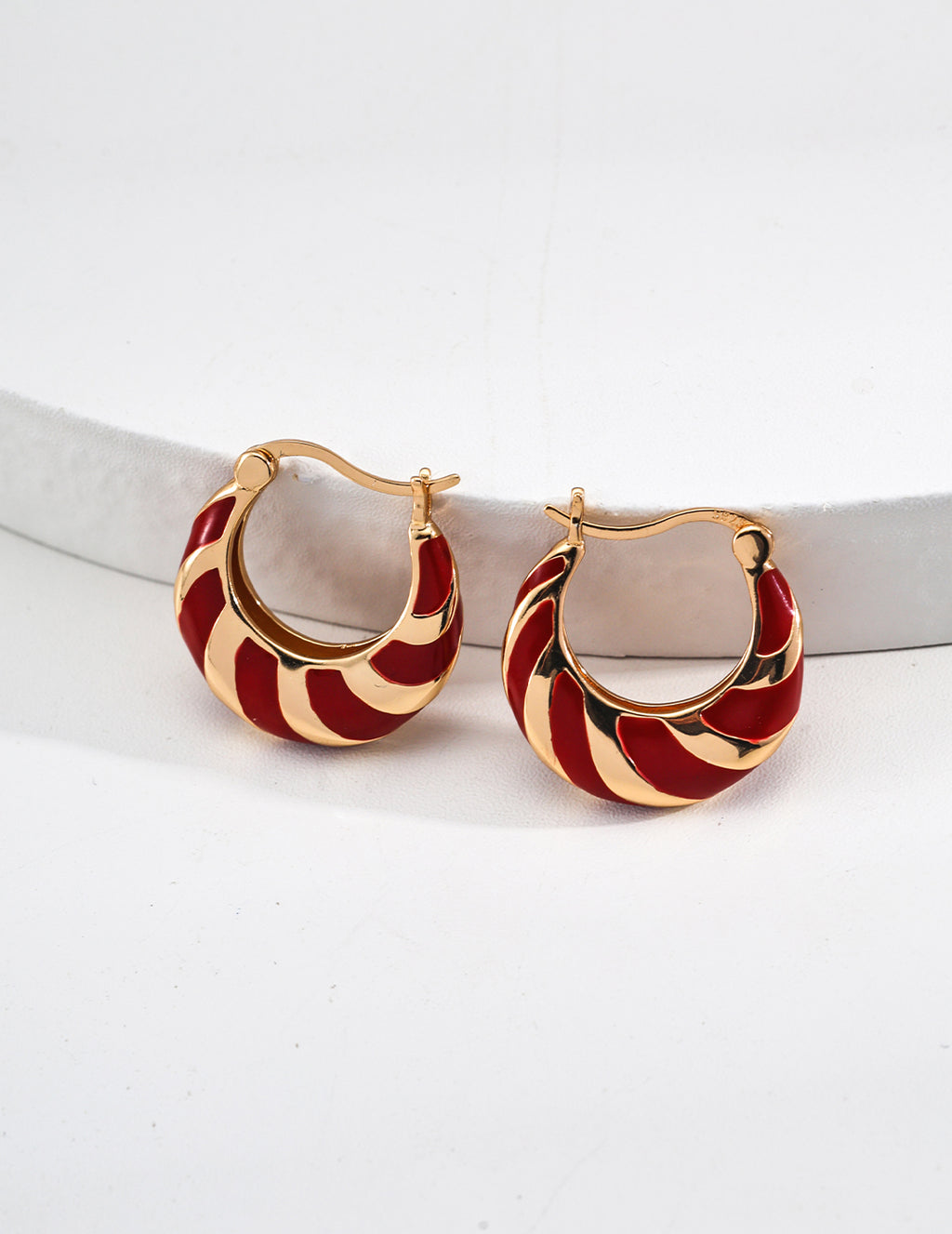 Minimalist Red Drip Glaze Earrings