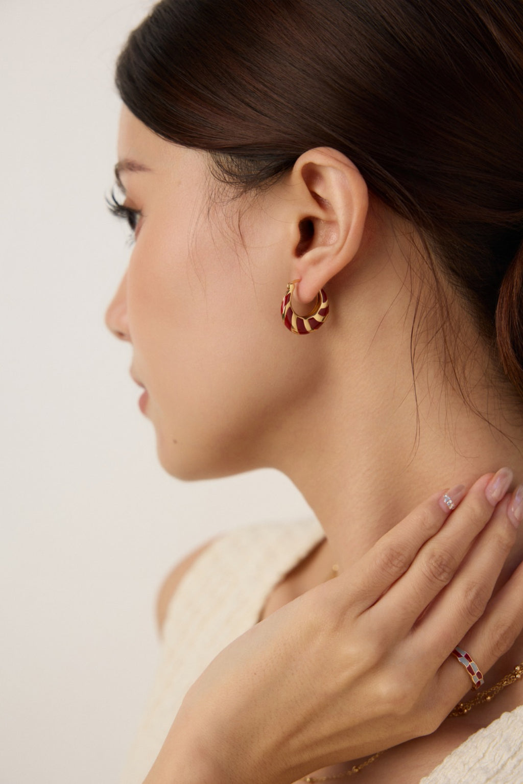 Minimalist Red Drip Glaze Earrings