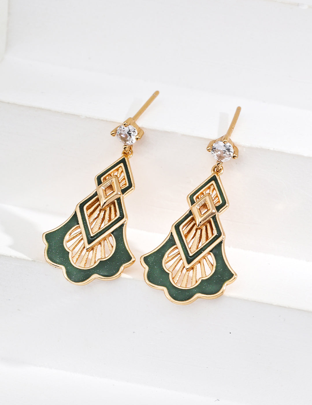 Retro Drip Glaze Zirconia Earrings