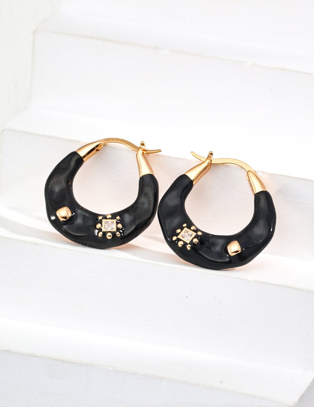 Vintage-Style Drip Glaze Zirconia Earrings