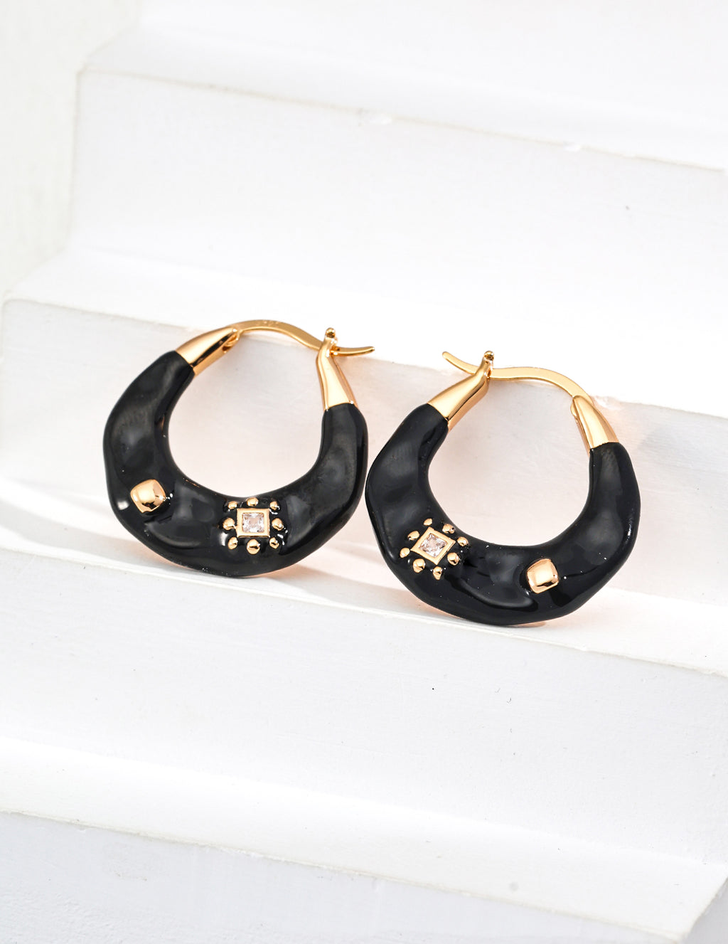 Vintage-Style Drip Glaze Zirconia Earrings