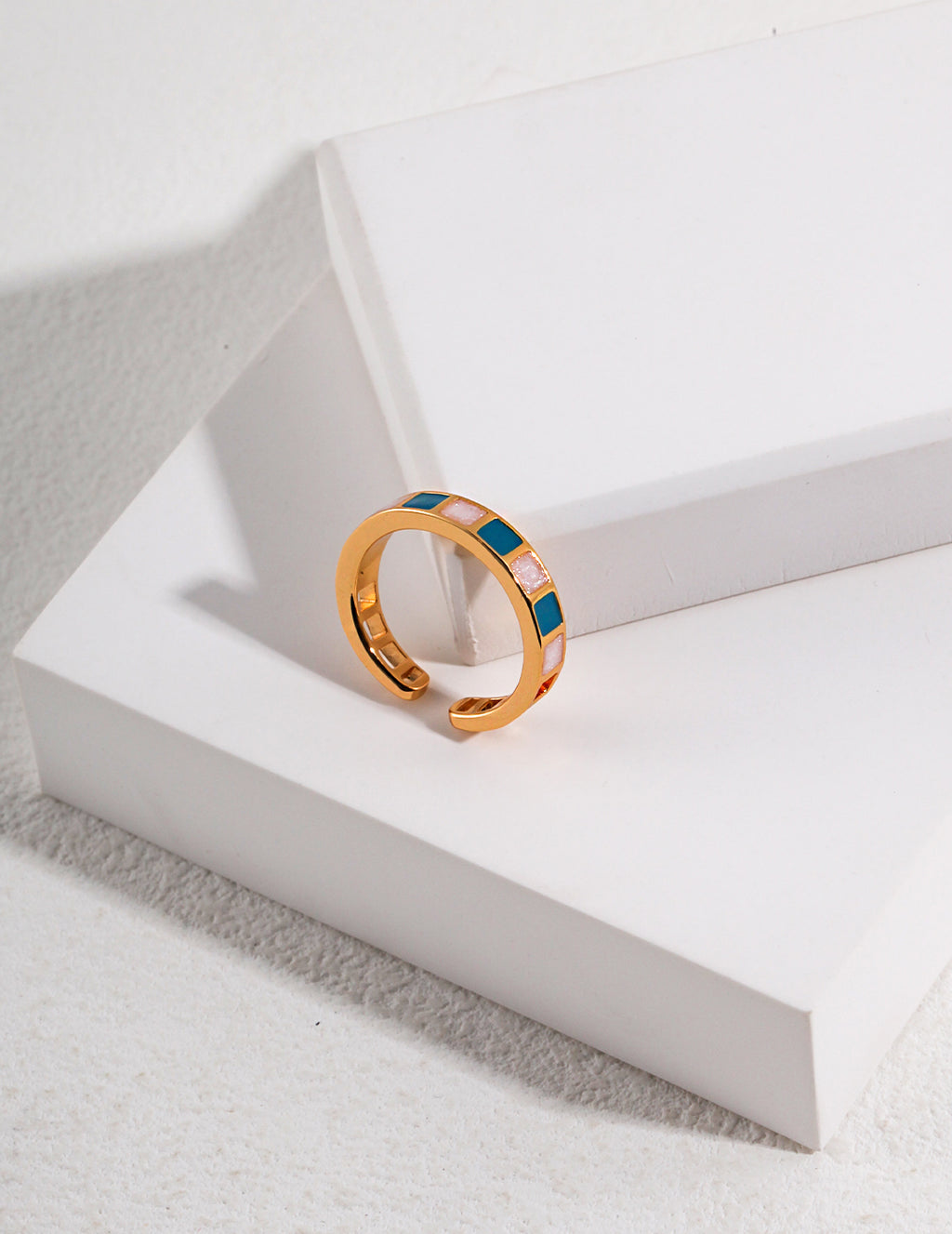 Morandi Color Block Drizzle Glaze Ring