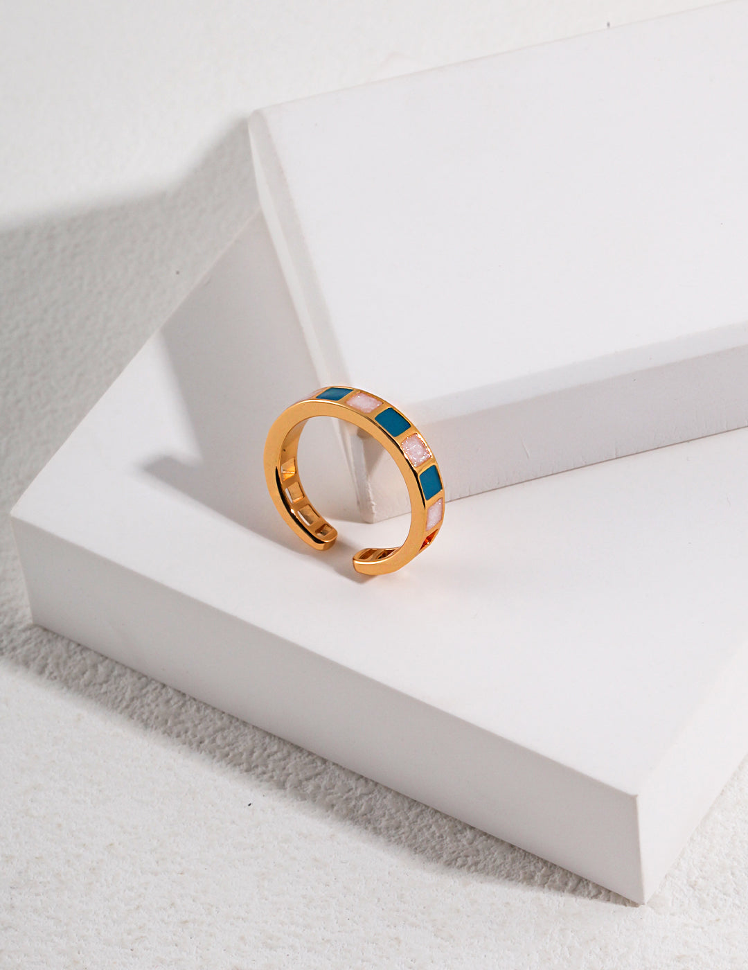 Morandi Color Block Drizzle Glaze Ring