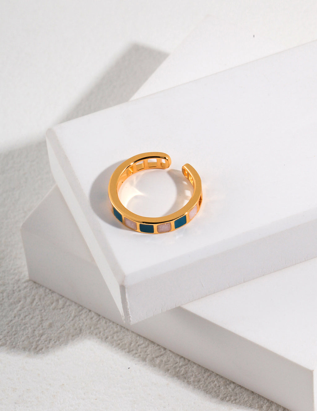 Morandi Color Block Drizzle Glaze Ring