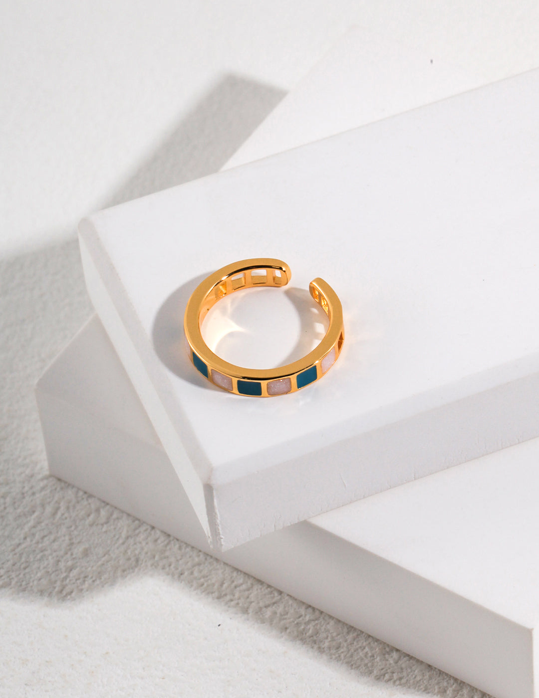 Morandi Color Block Drizzle Glaze Ring