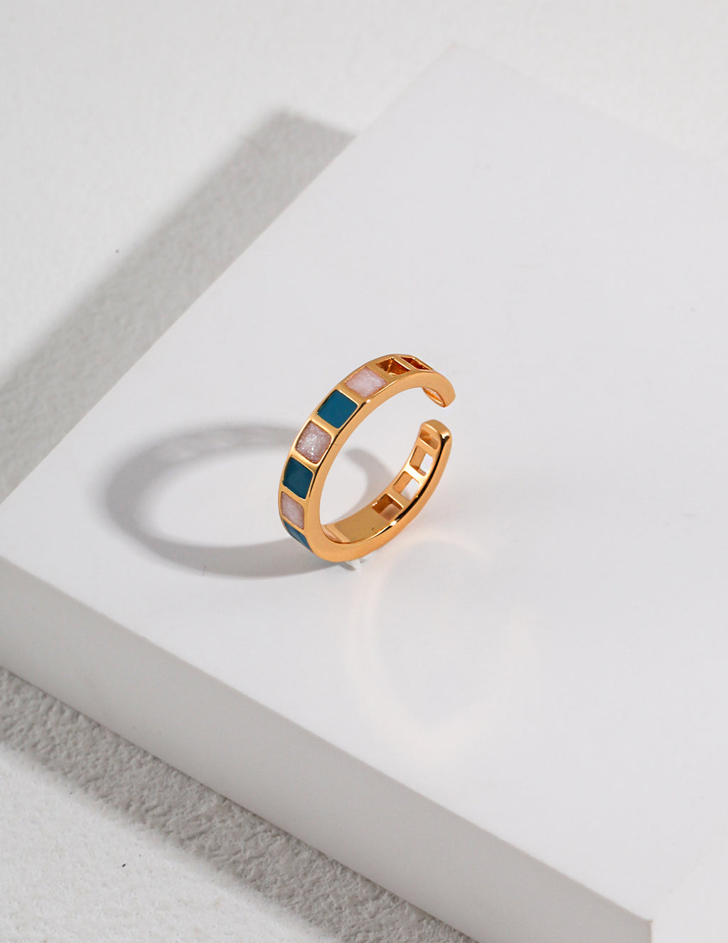 Morandi Color Block Drizzle Glaze Ring