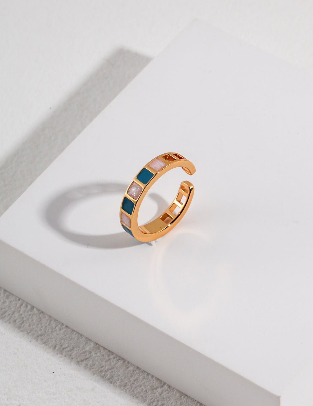 Morandi Color Block Drizzle Glaze Ring
