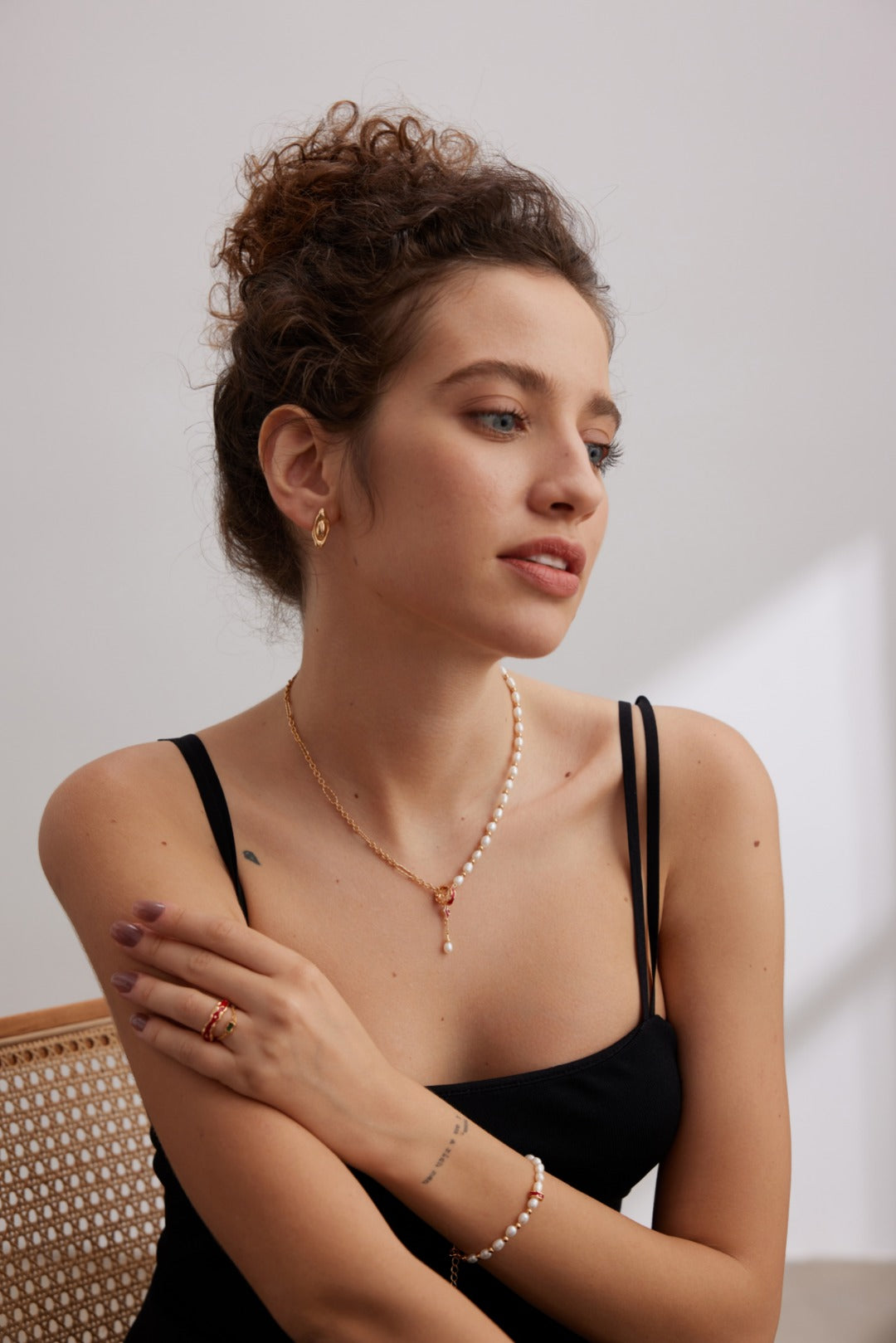 “Flowing Stream” Series Drip Glaze Minimalist Pearl Bracelet