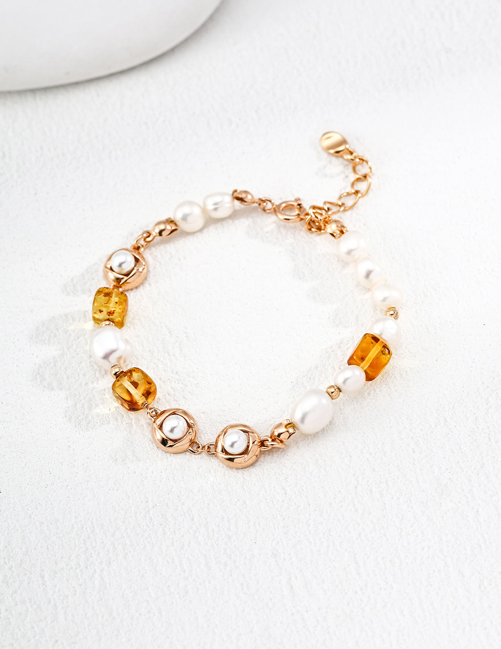 Natural Pearl and Amber Bracelet