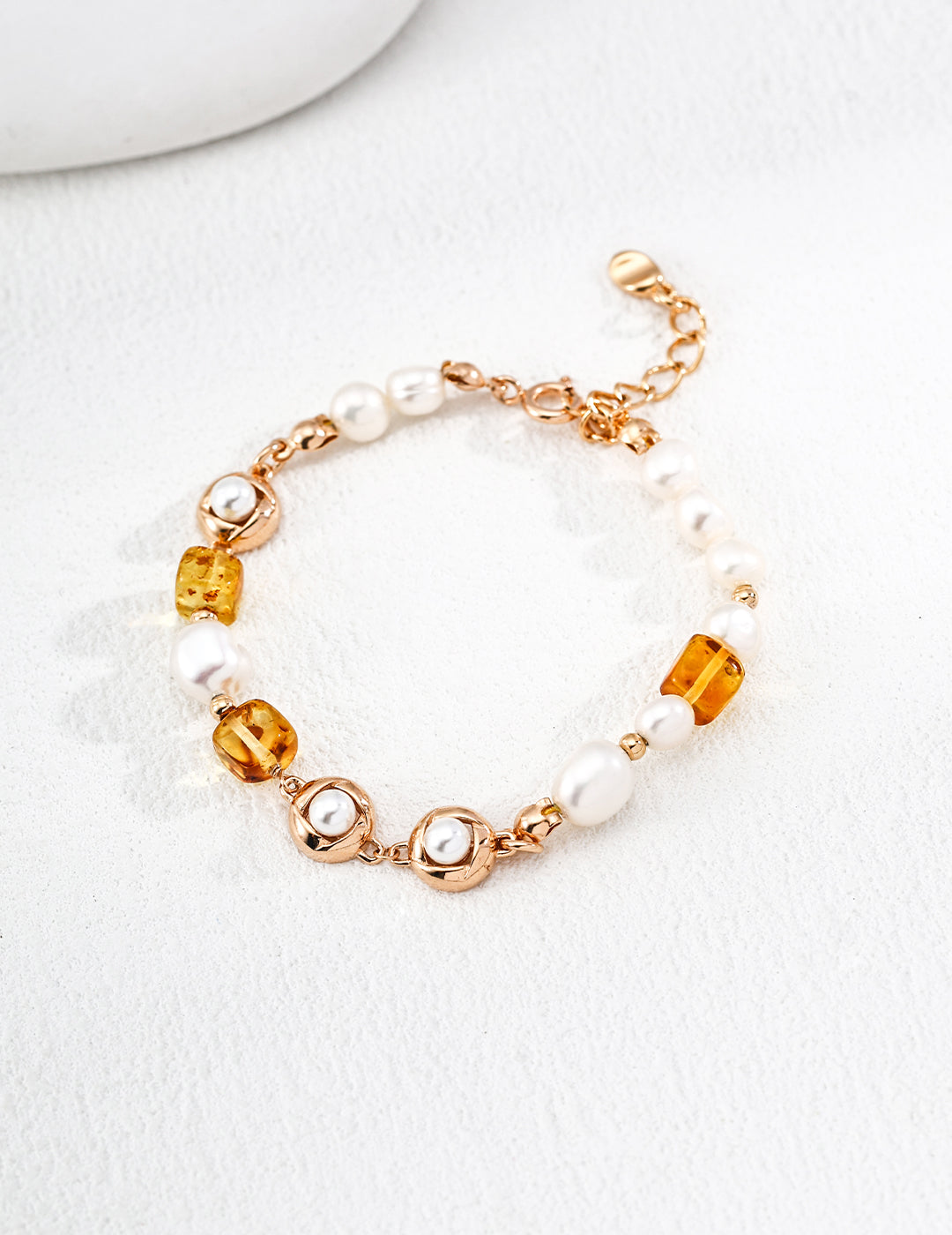 Natural Pearl and Amber Bracelet