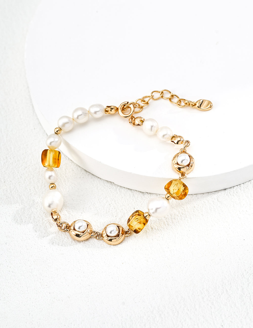 Natural Pearl and Amber Bracelet