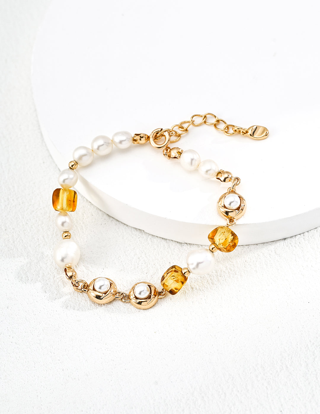 Natural Pearl and Amber Bracelet