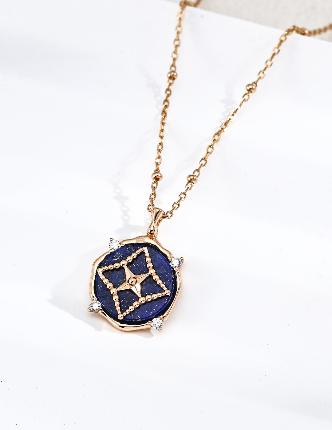 Lapis Lazuli and White Mother-of-Pearl Pendant Necklace
