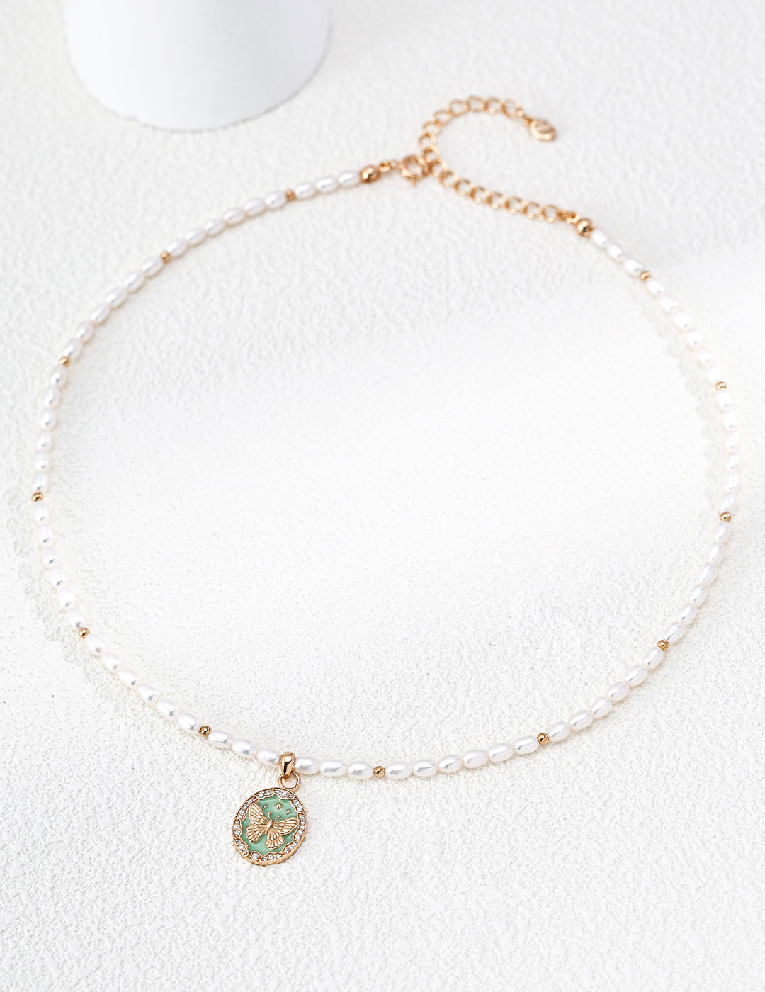 Four-Leaf Clover Pearl Zircon Necklace
